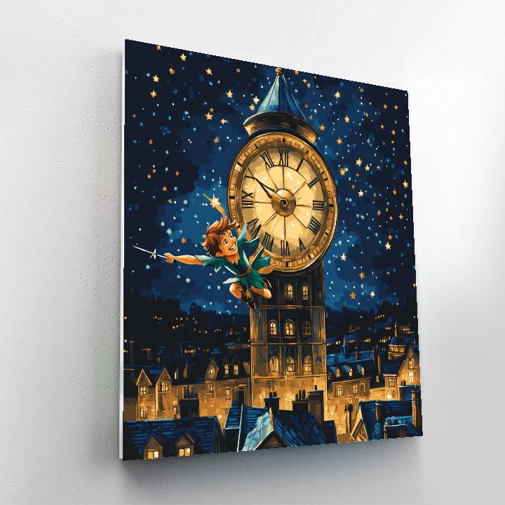 Peter Pan Clock Tower Night Flight Disney Inspired paint by number