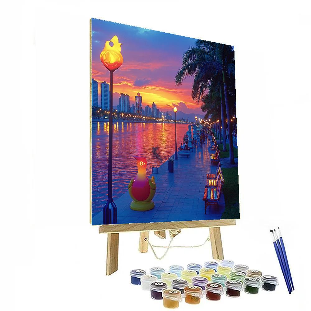 Sunset Stroll At Malecon 2000 Guayaquil Ecuador Painting by numbers kit