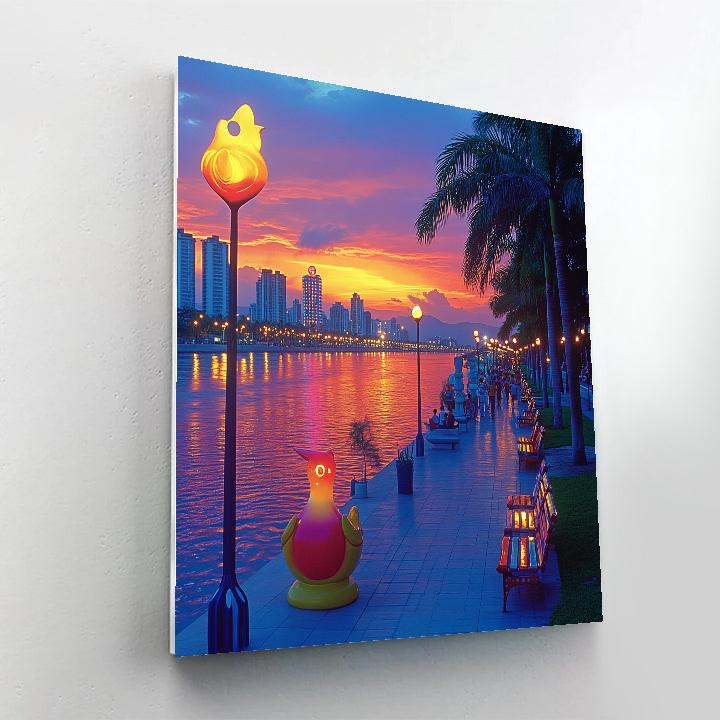 Sunset Stroll At Malecon 2000 Guayaquil Ecuador Painting by numbers kit