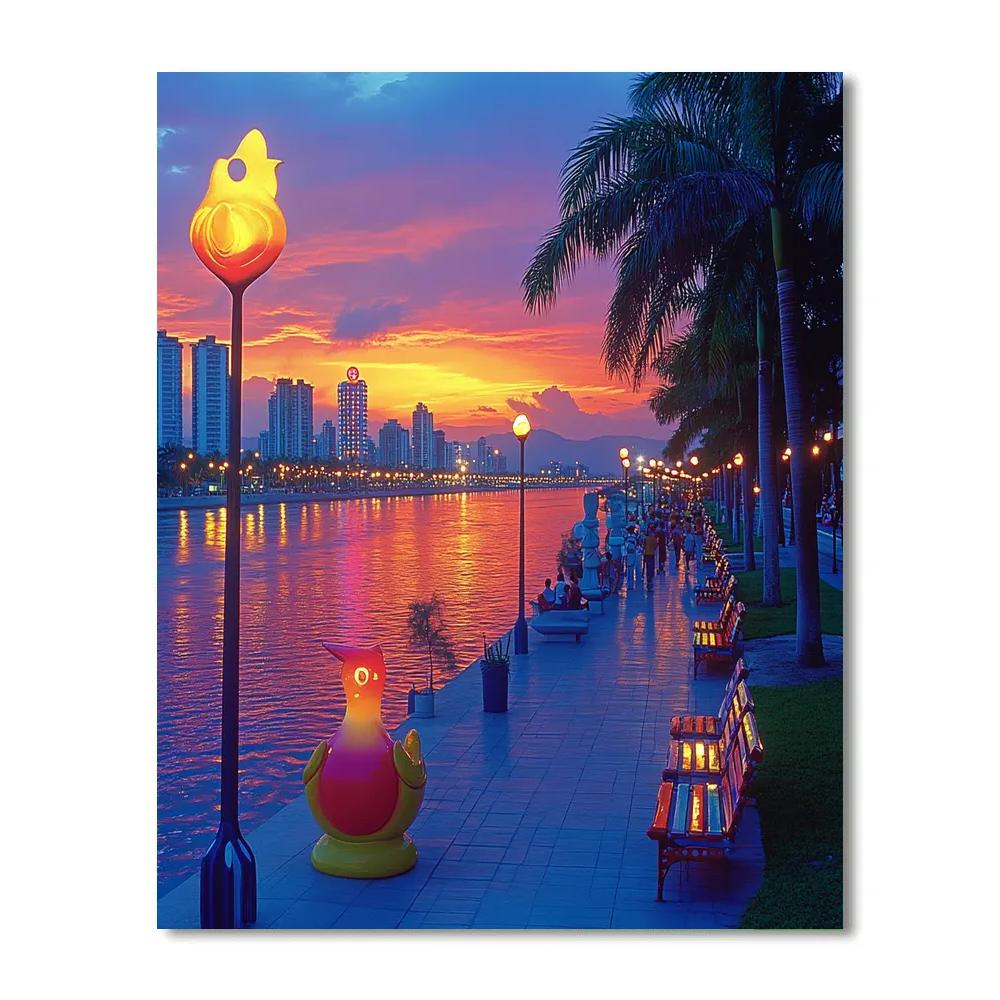 Sunset Stroll At Malecon 2000 Guayaquil Ecuador Painting by numbers kit
