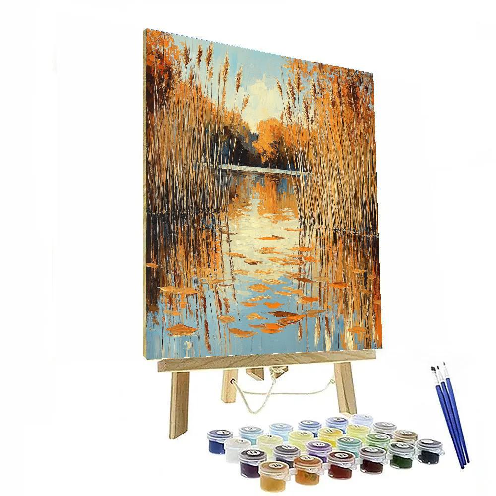 Claude Monet Inspired Reflections Among Autumn Reeds Numbered painting kits