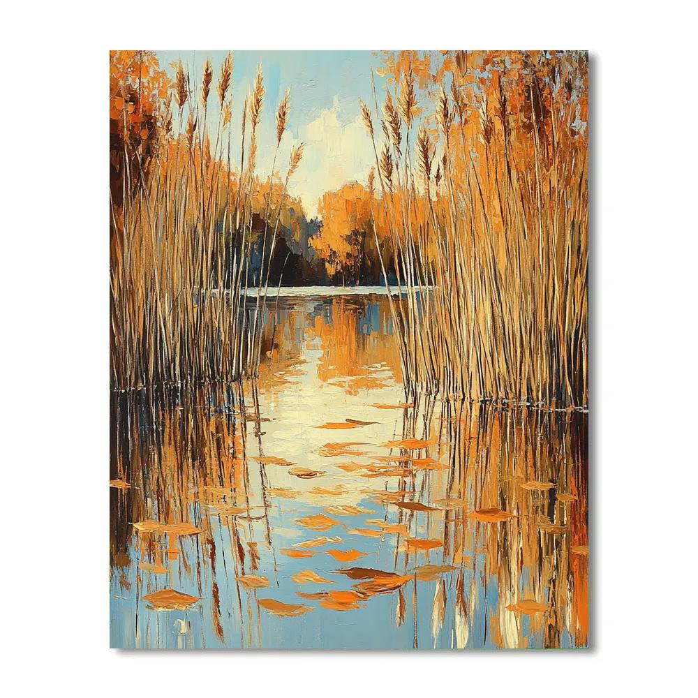 Claude Monet Inspired Reflections Among Autumn Reeds Numbered painting kits