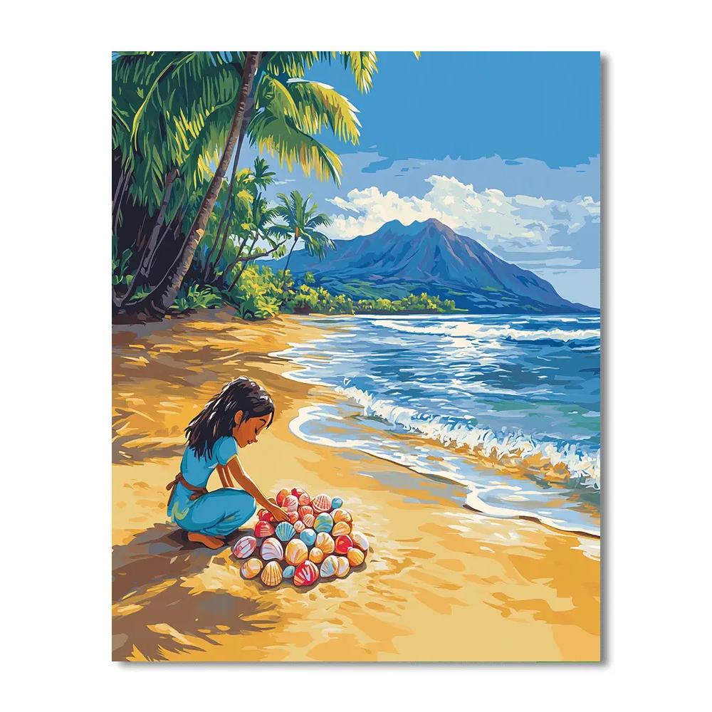 Lilo Hawaiian Beach Shell Search Disney Inspired Painting by numbers kit