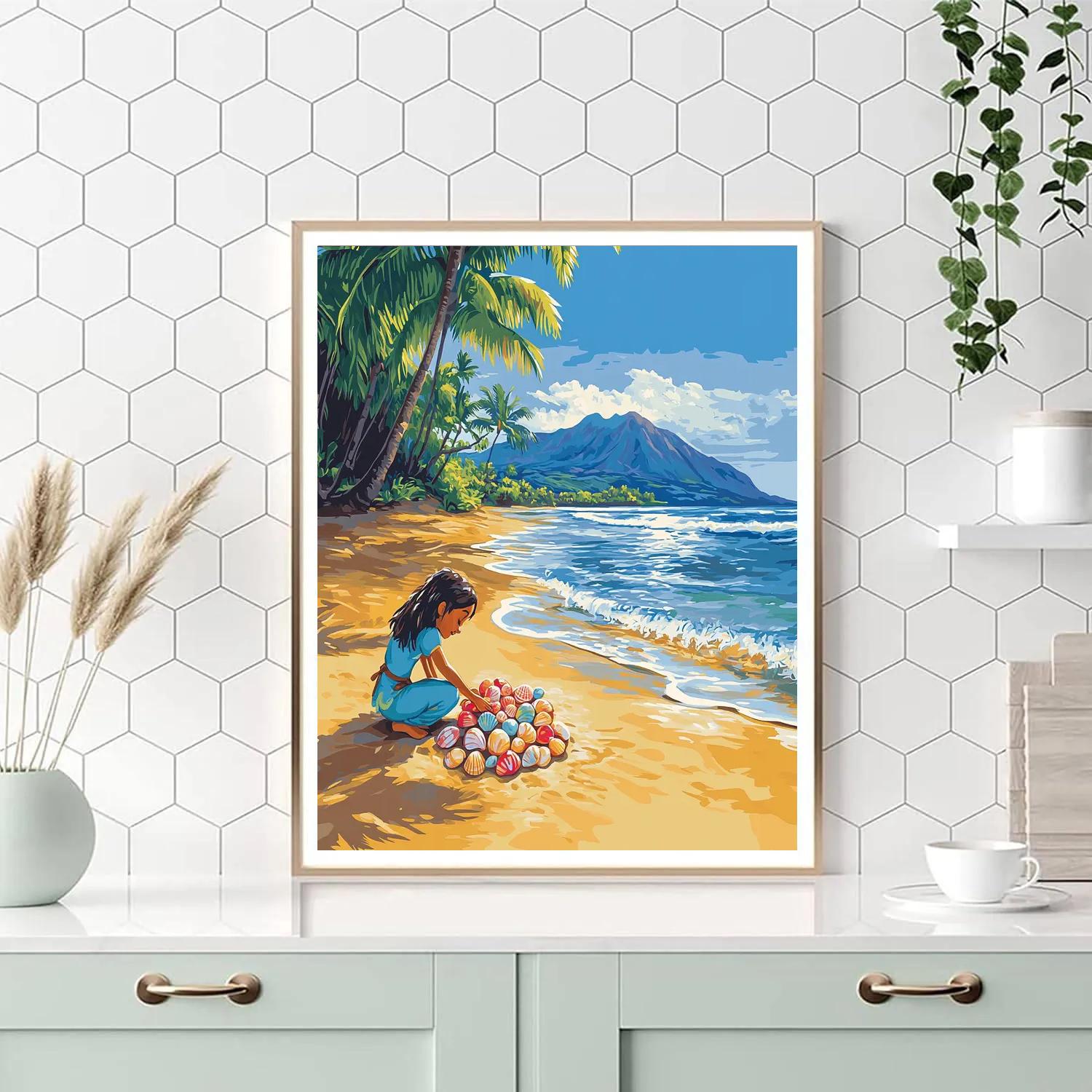 Lilo Hawaiian Beach Shell Search Disney Inspired Painting by numbers kit
