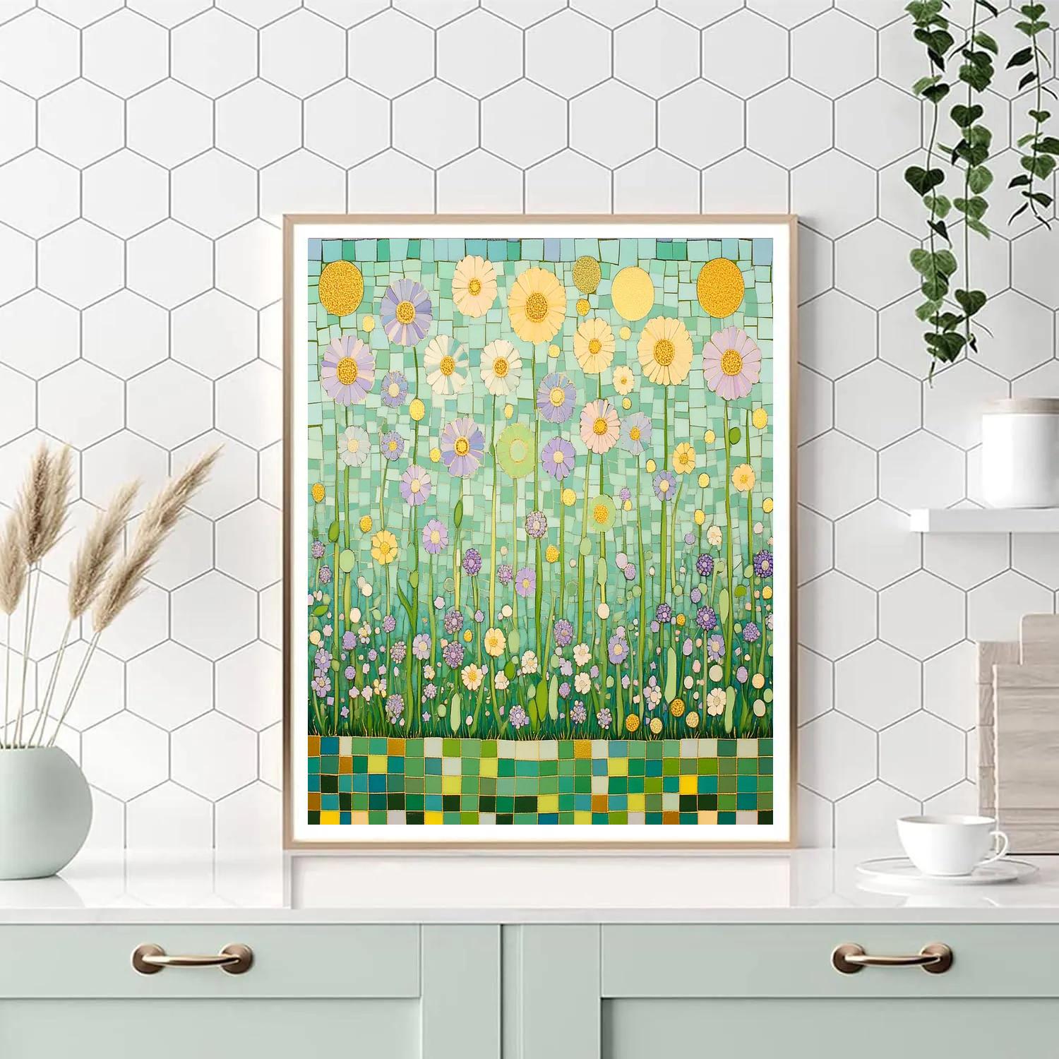 Gustav Klimt Inspired Mosaic Spring Garden Number painting