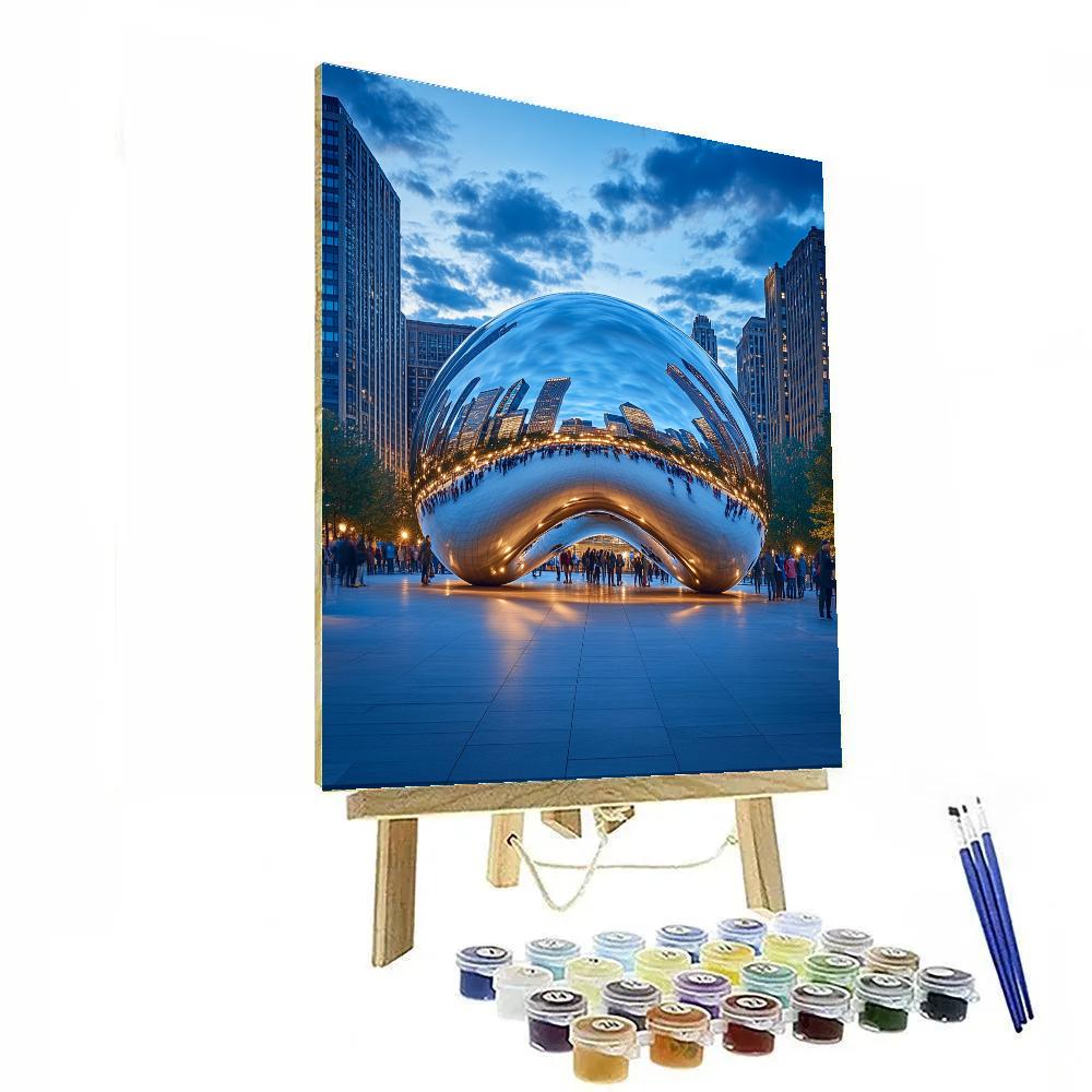 Evening At Millennium Park Cloud Gate Chicago United States Paint by numbers art
