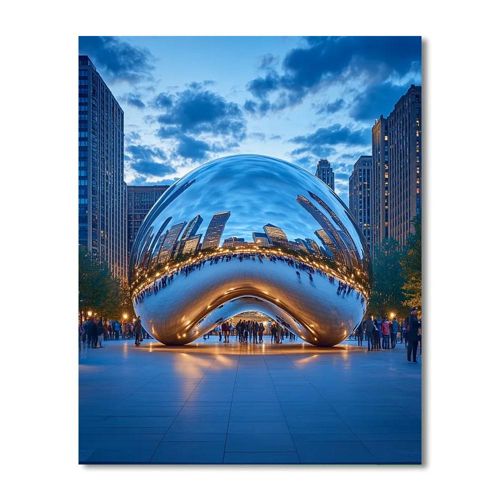 Evening At Millennium Park Cloud Gate Chicago United States Paint by numbers art