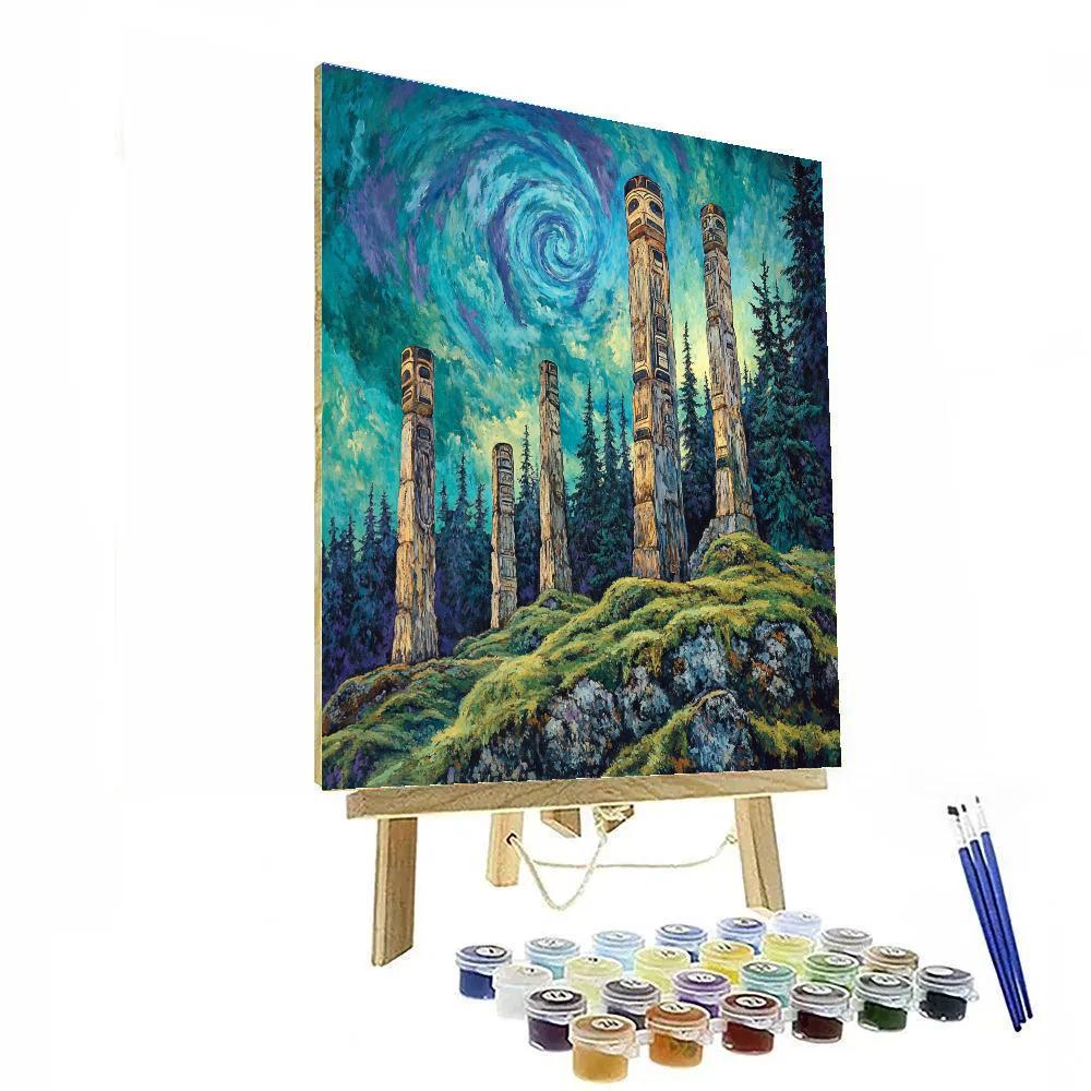 Emily Carr Inspired Totem Ridge In Rising Mist DIY paint by numbers