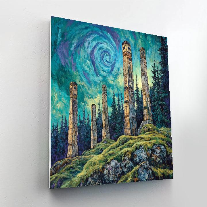 Emily Carr Inspired Totem Ridge In Rising Mist DIY paint by numbers