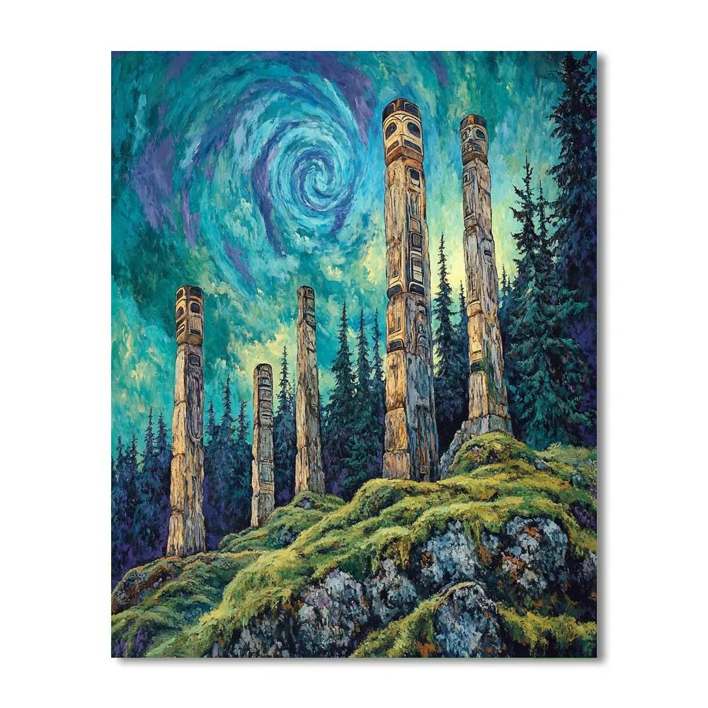 Emily Carr Inspired Totem Ridge In Rising Mist DIY paint by numbers