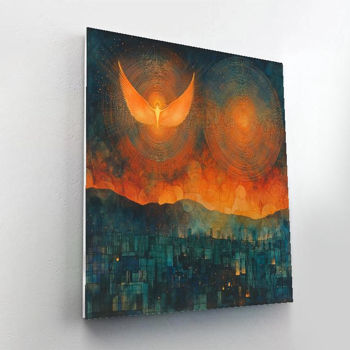 William Blake Inspired Angel Over Citylights DIY paint by numbers