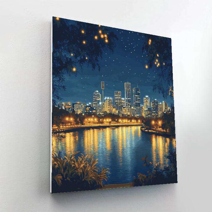 Night View From Mount Coot Tha Lookout Brisbane Australia painting number kit