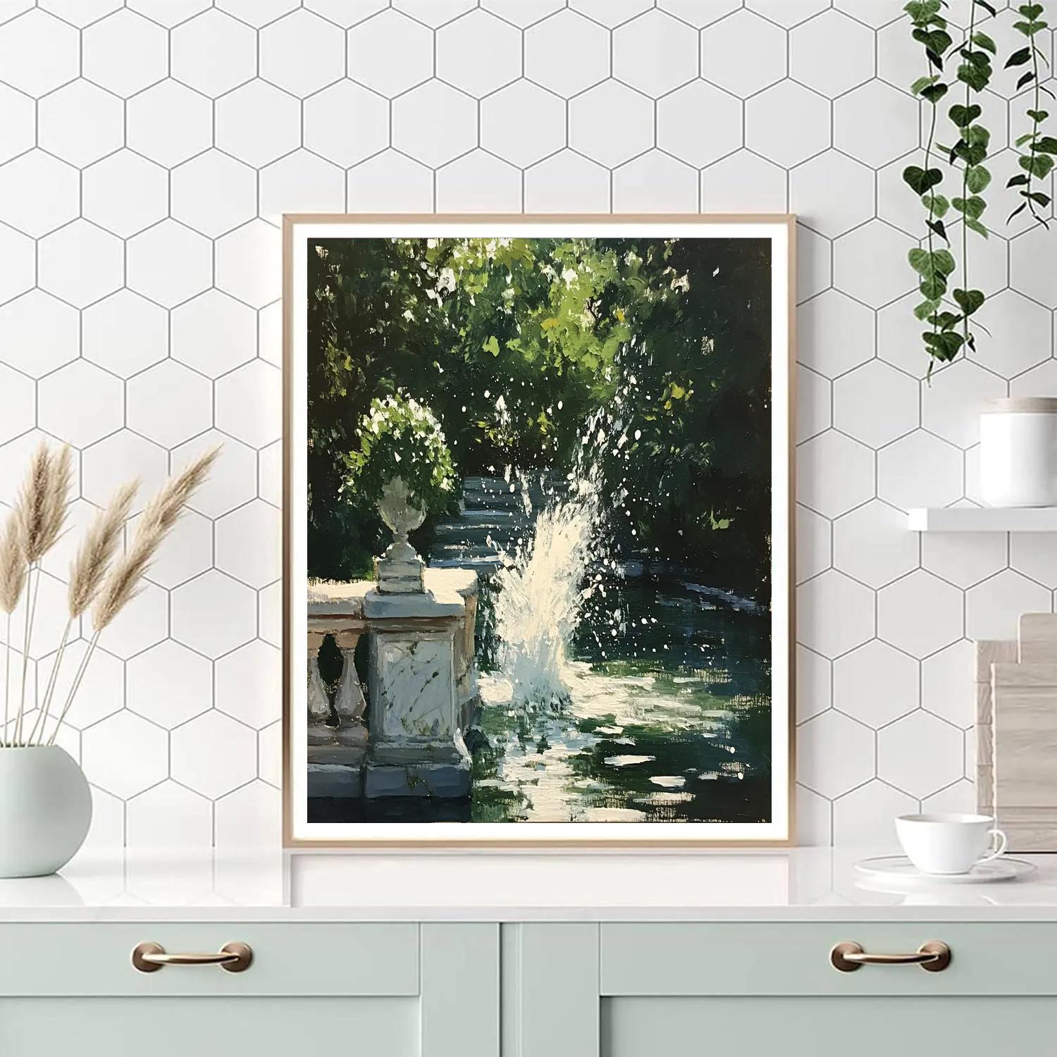 John Singer Sargent Inspired Garden Fountain Number painting