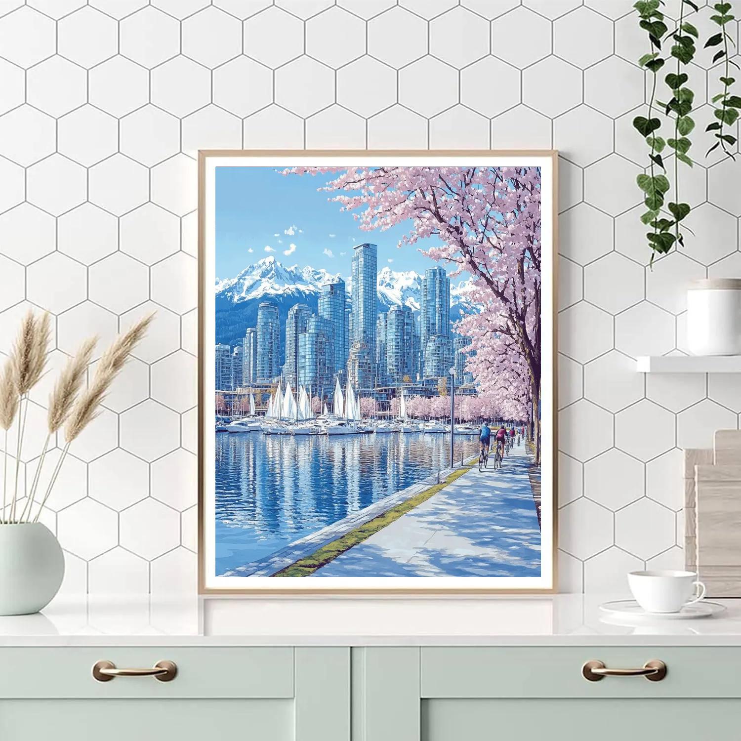 Harbor View From Stanley Park Seawall Vancouver Canada Paint by numbers kits