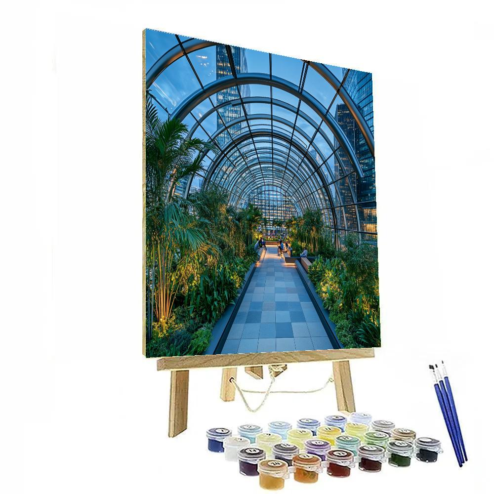 Evening Lights At Canary Wharf Crossrail Place London United Kingdom paint by number