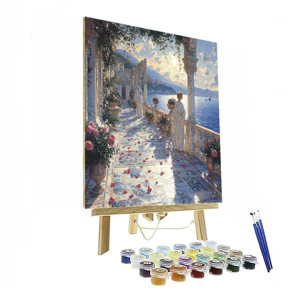 Lawrence Alma Tadema Inspired Terrace By The Sea paint by color