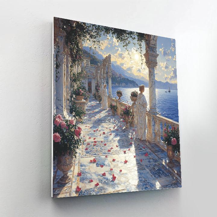 Lawrence Alma Tadema Inspired Terrace By The Sea paint by color