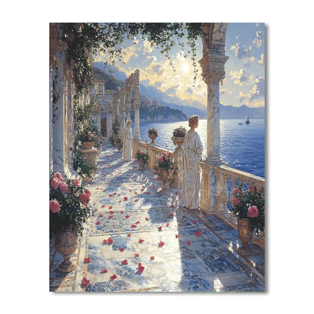 Lawrence Alma Tadema Inspired Terrace By The Sea paint by color
