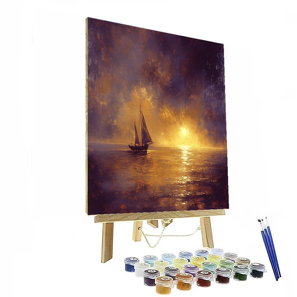 JMW Turner Inspired Burning Sunset Harbor Numbered painting kits