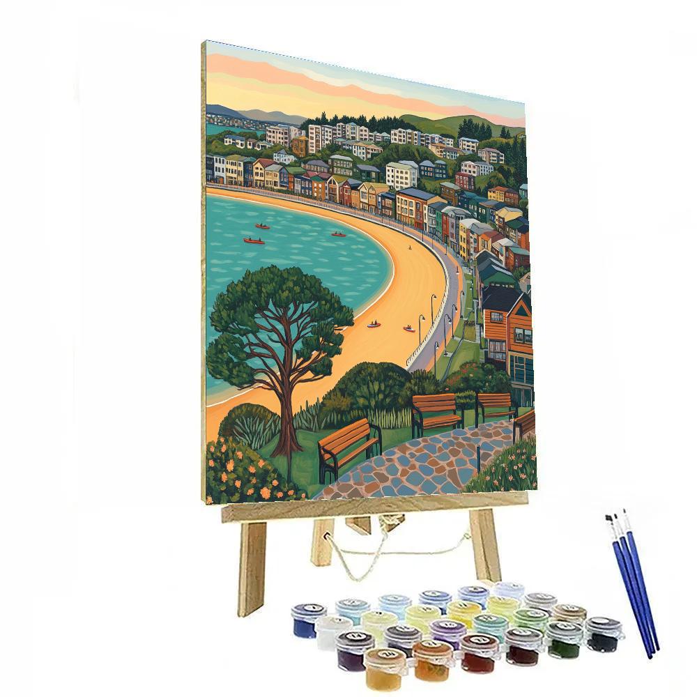Sunrise Over Oriental Bay Wellington New Zealand painting number kit