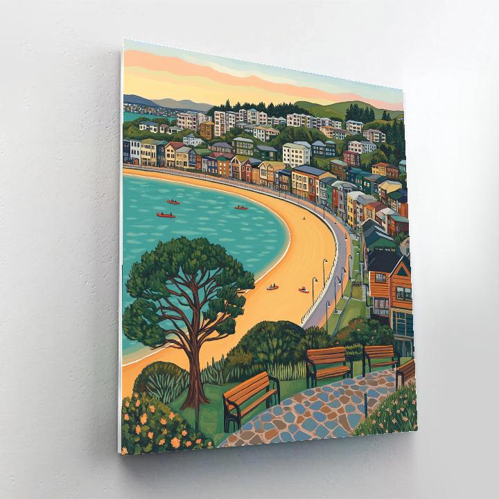 Sunrise Over Oriental Bay Wellington New Zealand painting number kit
