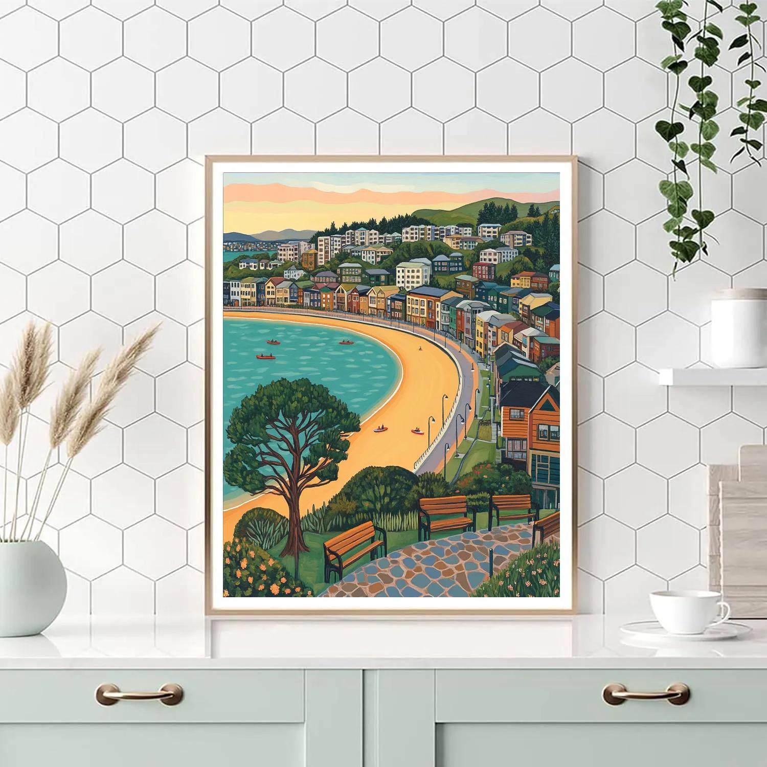 Sunrise Over Oriental Bay Wellington New Zealand painting number kit