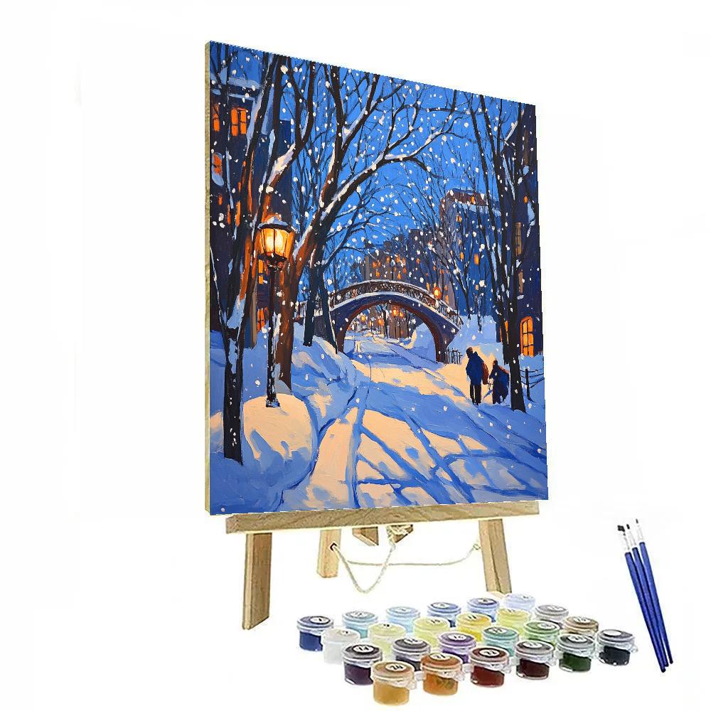 Hiroshige Inspired Lanterns In Snow Paint by numbers art