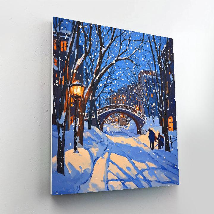 Hiroshige Inspired Lanterns In Snow Paint by numbers art