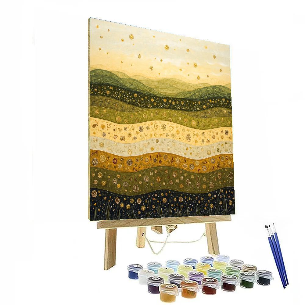Gustav Klimt Inspired Patterned Sunlit Field Paint by numbers kits