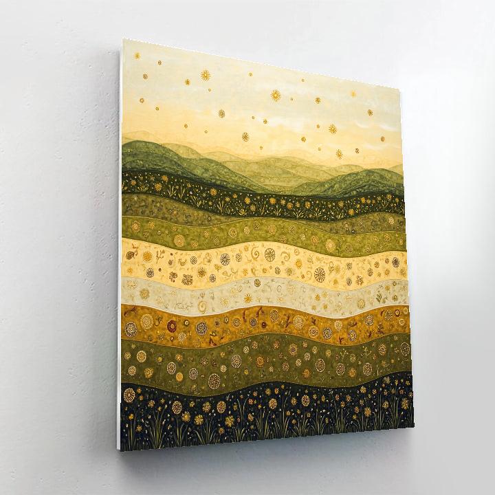 Gustav Klimt Inspired Patterned Sunlit Field Paint by numbers kits