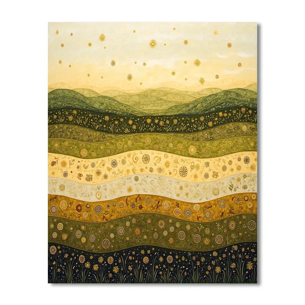 Gustav Klimt Inspired Patterned Sunlit Field Paint by numbers kits