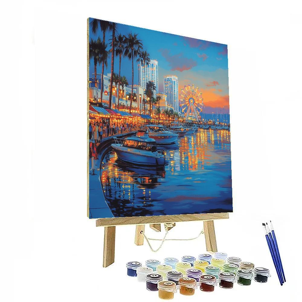 Skyline From Rainbow Harbor Esplanade Long Beach United States Numbered painting kits