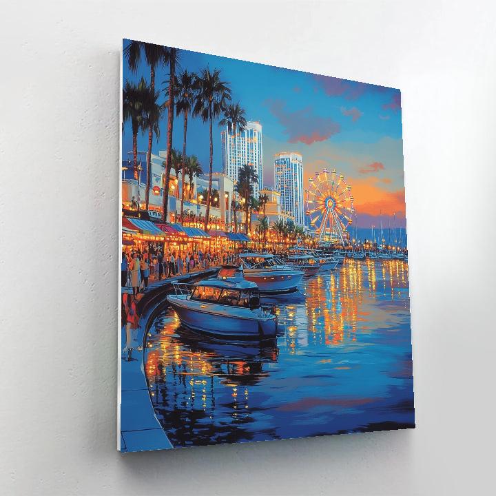 Skyline From Rainbow Harbor Esplanade Long Beach United States Numbered painting kits