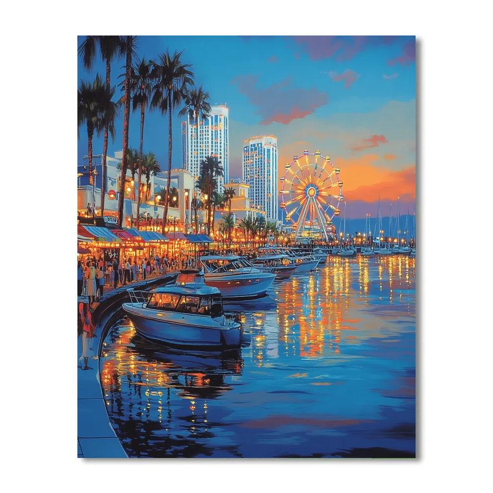 Skyline From Rainbow Harbor Esplanade Long Beach United States Numbered painting kits