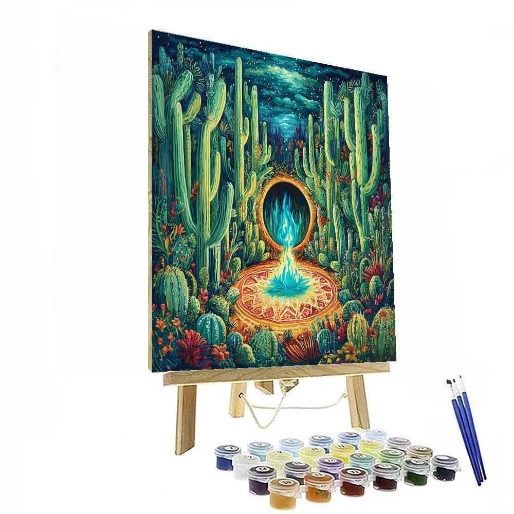 Frida Kahlo Inspired Jungle Heart Of Cactus Flame DIY paint by numbers