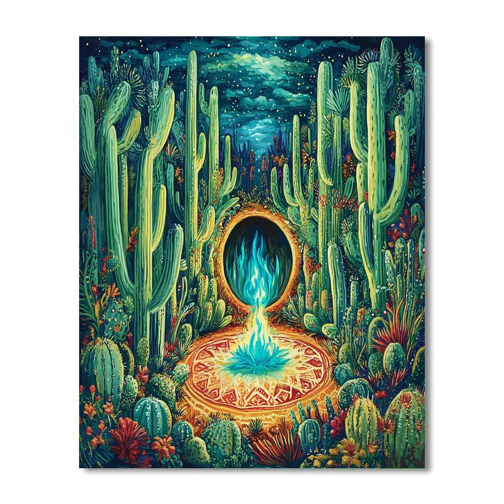 Frida Kahlo Inspired Jungle Heart Of Cactus Flame DIY paint by numbers