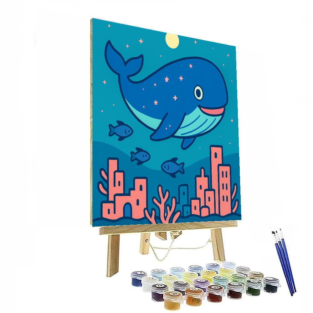 Cosmic Whale Over Coral City Numbered painting kits