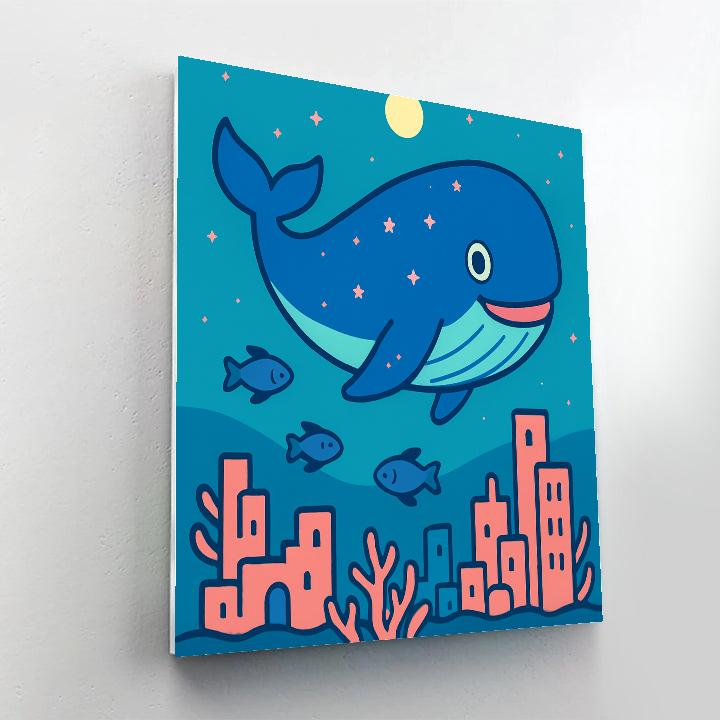 Cosmic Whale Over Coral City Numbered painting kits
