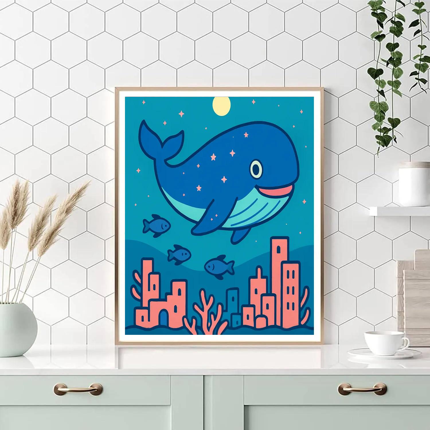 Cosmic Whale Over Coral City Numbered painting kits