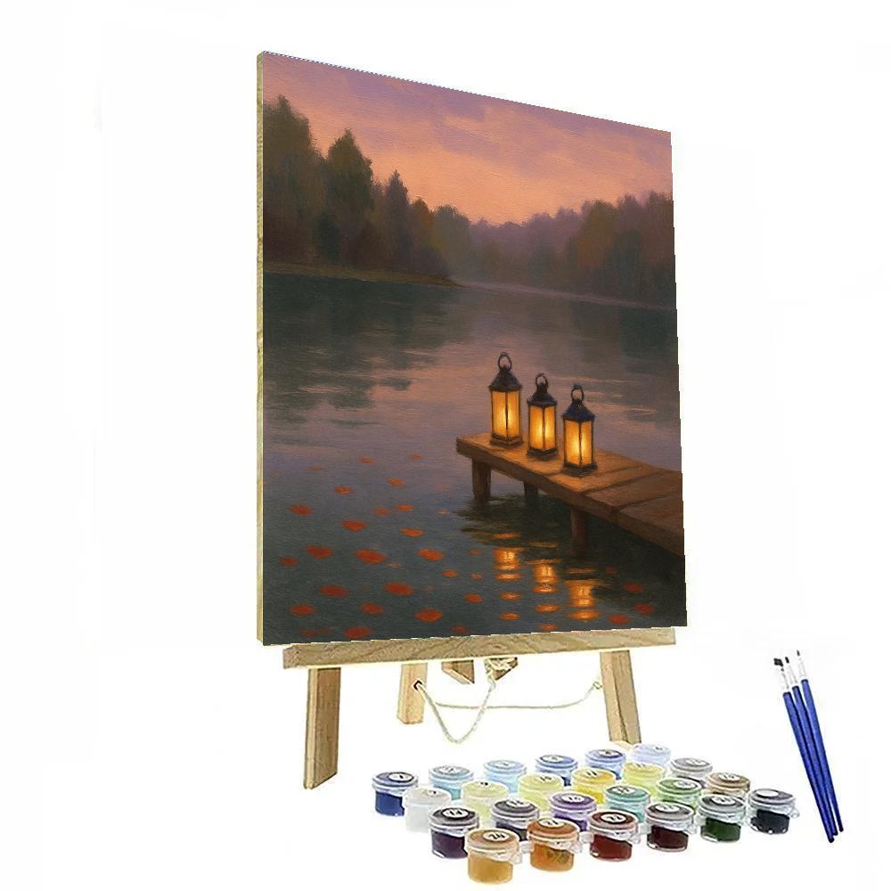 Lantern Reflections On Quiet Autumn Lake Numbered painting kits
