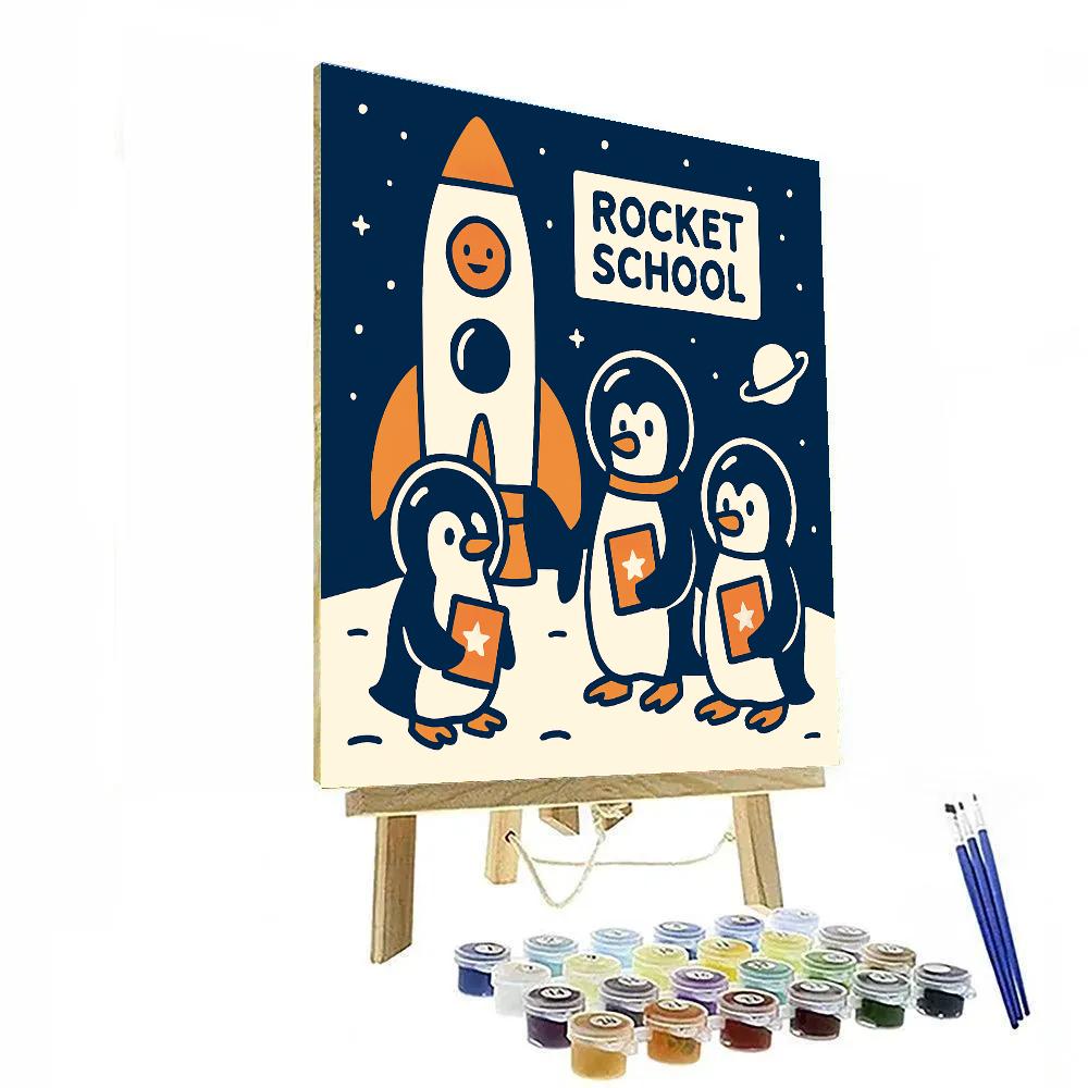 Rocket School For Curious Penguins paint by color