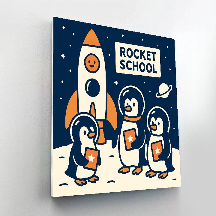 Rocket School For Curious Penguins paint by color