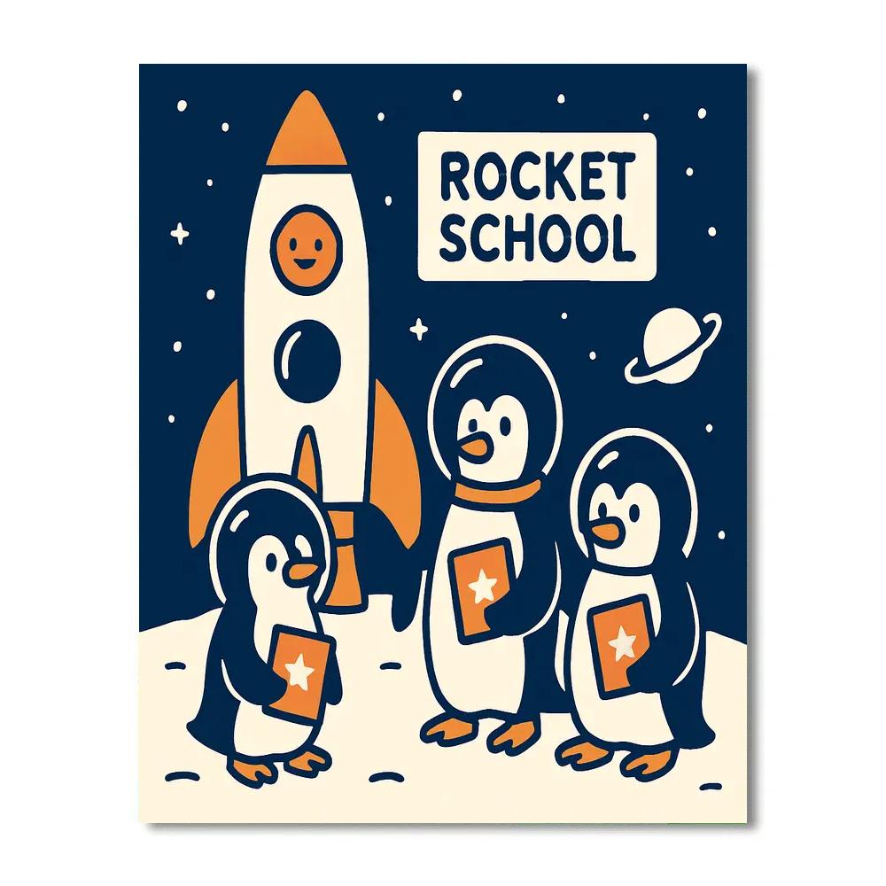 Rocket School For Curious Penguins paint by color