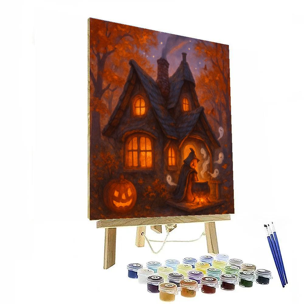 Moonlit Pumpkin Hearth Cottage Painting by numbers kit