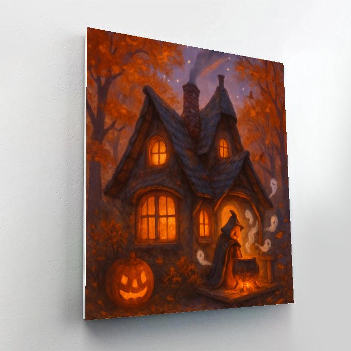 Moonlit Pumpkin Hearth Cottage Painting by numbers kit