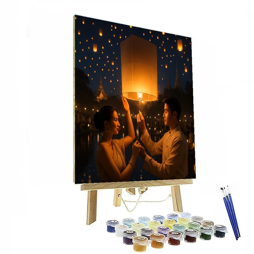 Lantern Release At Yi Peng Festival Chiang Mai Number painting