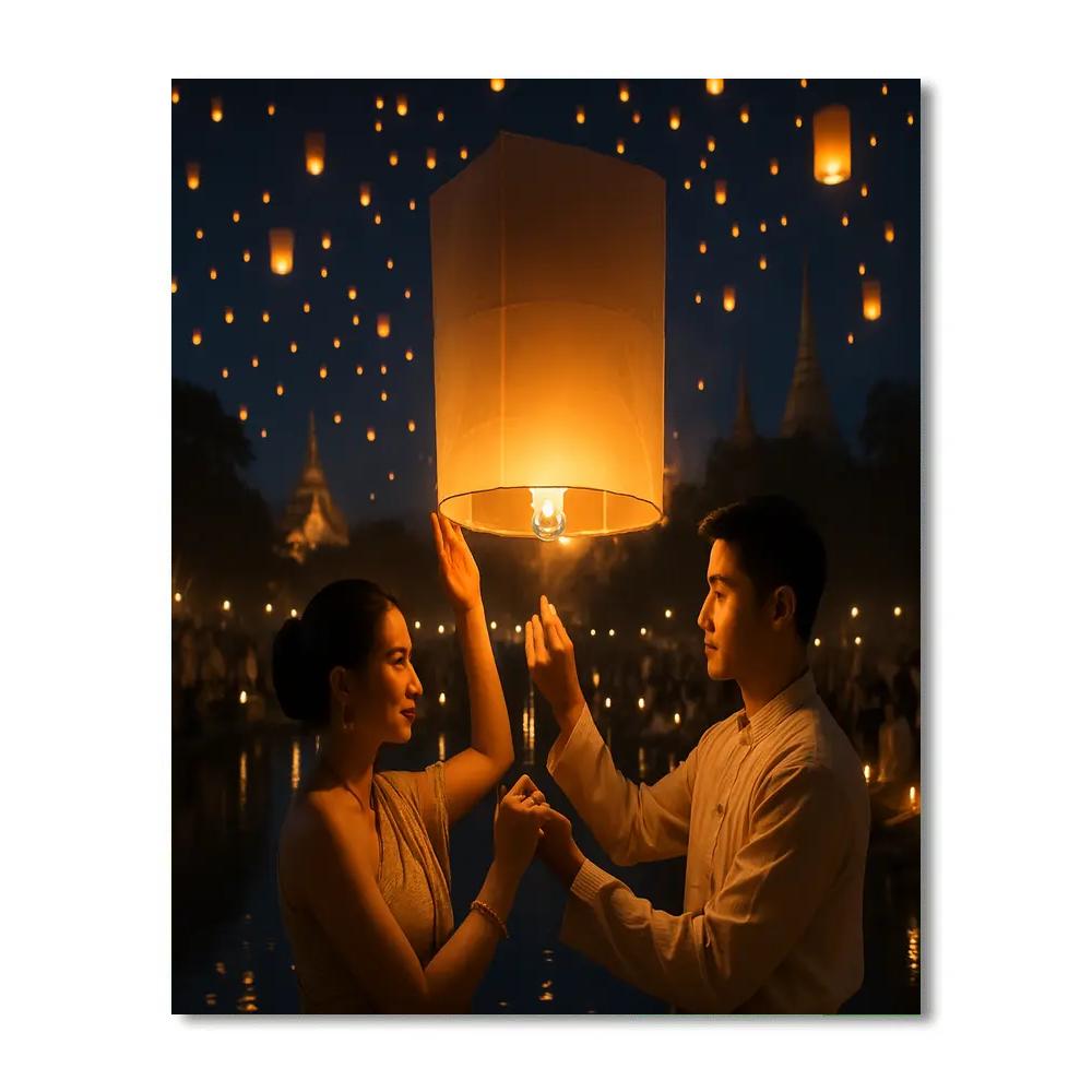 Lantern Release At Yi Peng Festival Chiang Mai Number painting