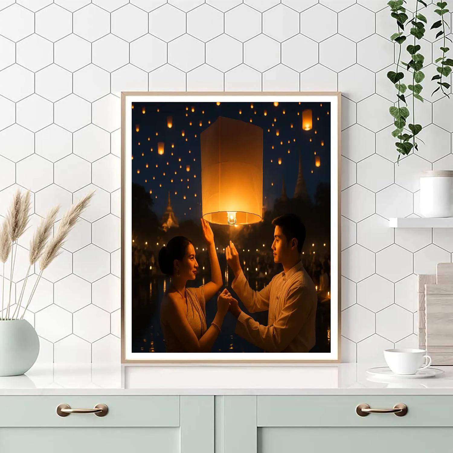Lantern Release At Yi Peng Festival Chiang Mai Number painting