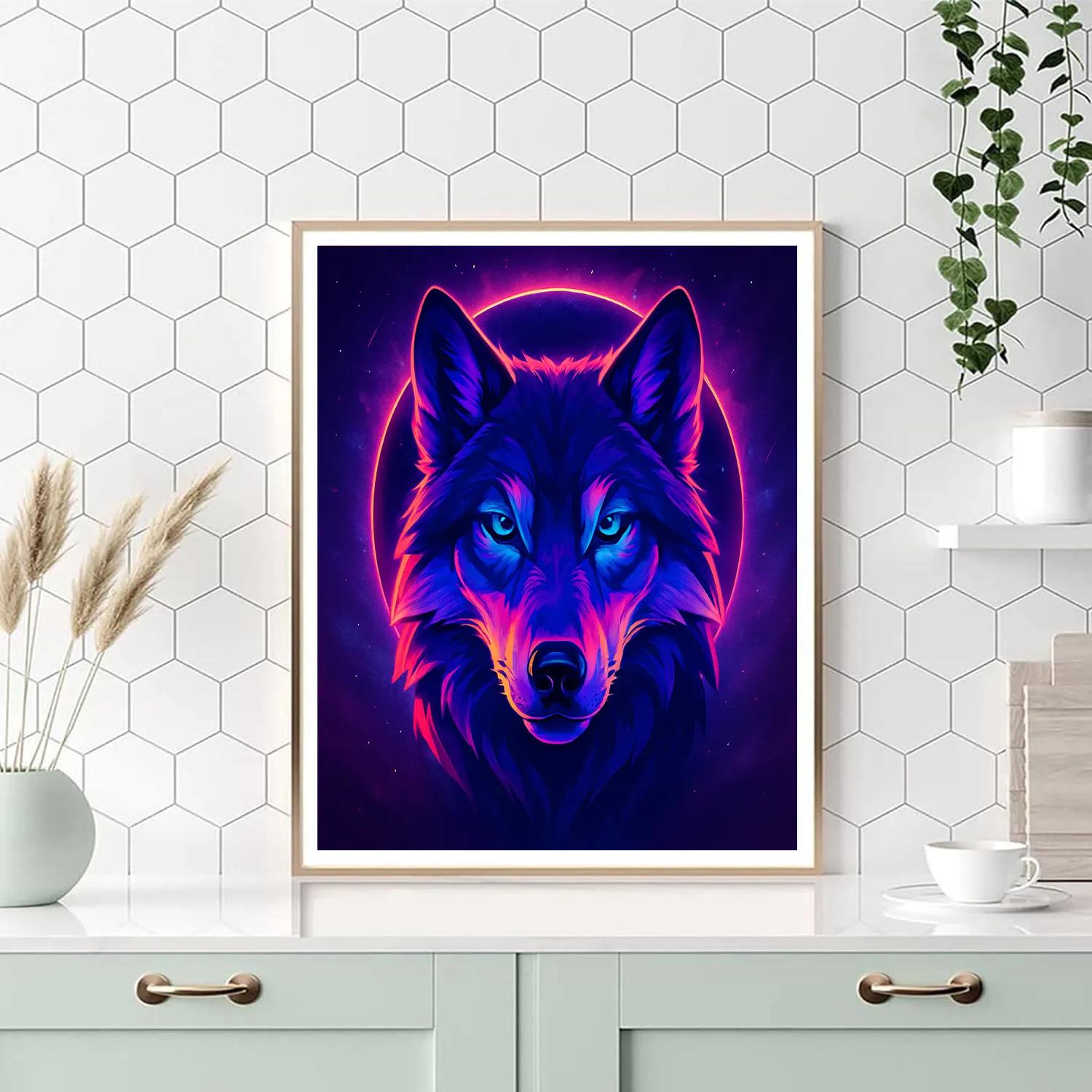 Nebula Gaze Wolf Eclipse Paint by numbers kits
