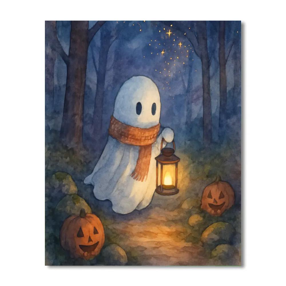Starlit Ghost Lantern Stroll paint by numbers